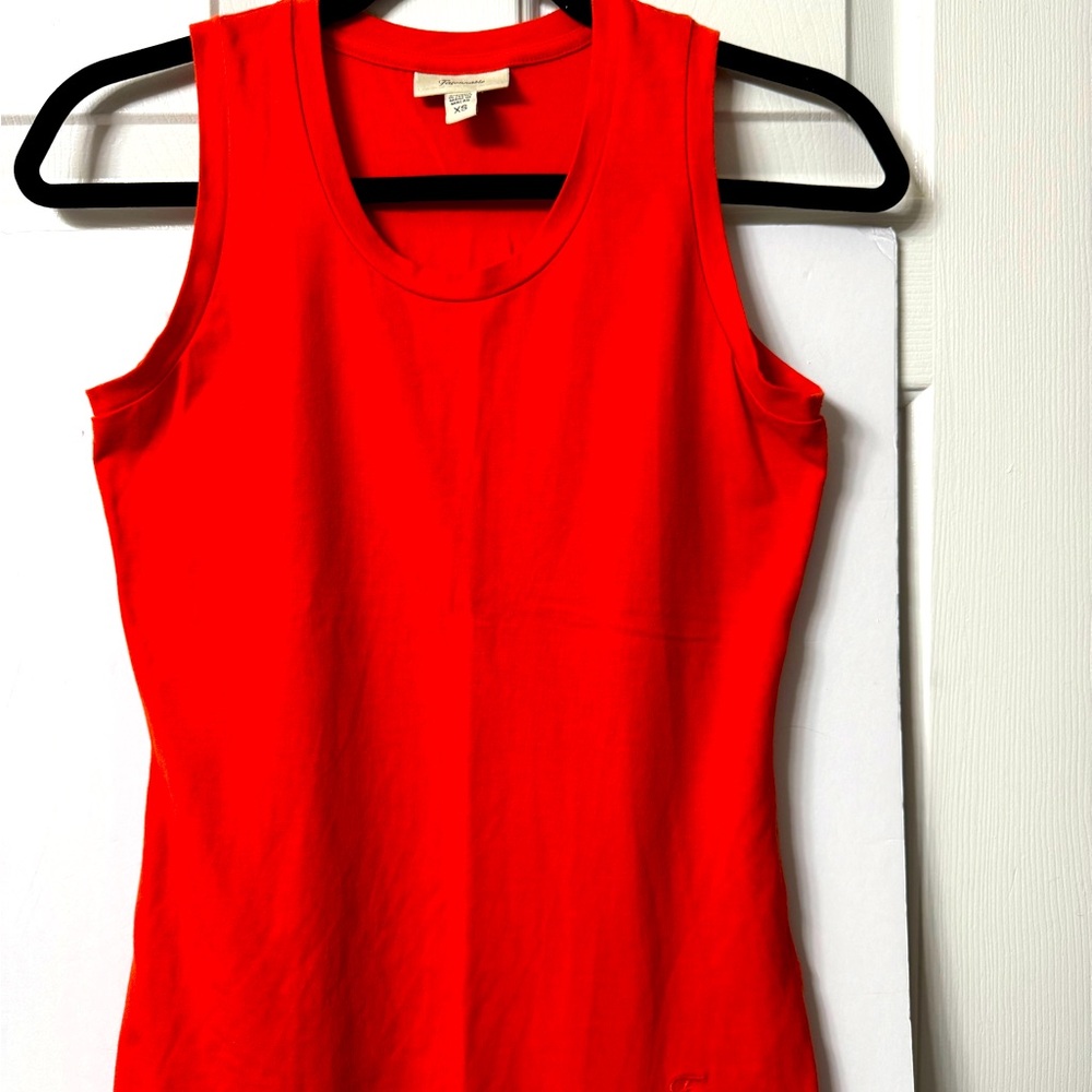Faconnable tank top, XS, orange, scoop, neck, sleeveless, cotton/spandex NWOT